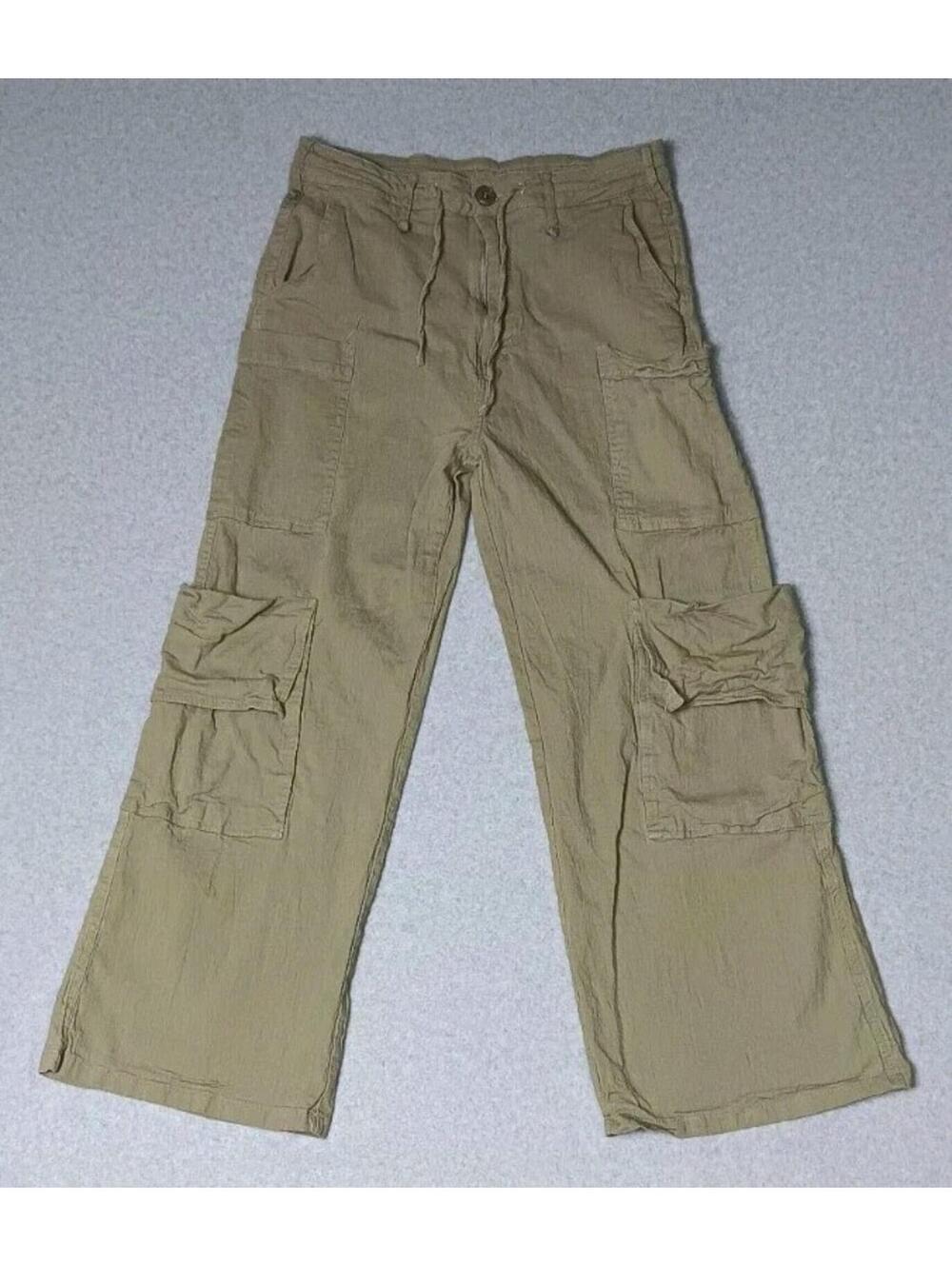 Easel Anthropologie Cargo Pants Womens Size Large Army Green 6 Pockets Button...